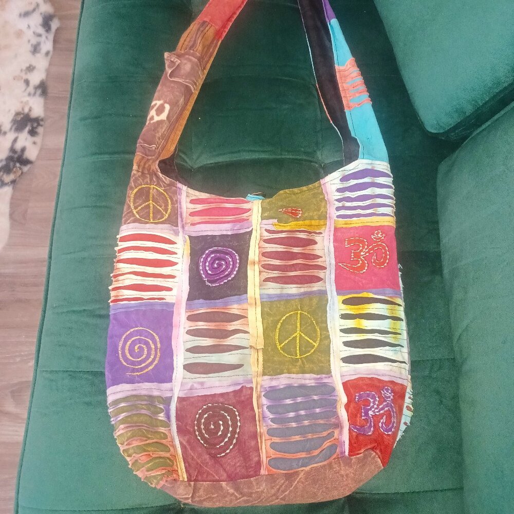 Rising International Handbag Women Large Cotton Hippie Peace Purse Bag Hobo